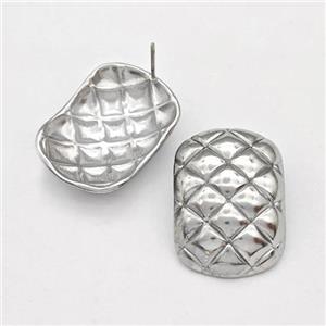 Raw Stainless Steel Stud Earring, approx 18-25mm