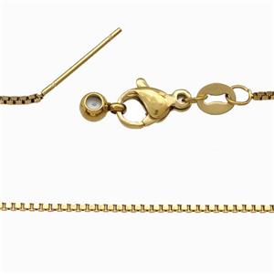 Stainless Steel Necklace Chain Box Gold Plated, approx 1mm, 42cm length