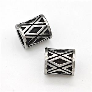 Stainless Steel Beads Hollow Large Hole Antique silver, approx 7-8mm, 4mm hole