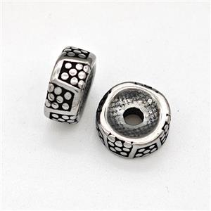Stainless Steel Beads Hollow Large Hole Antique silver, approx 4-8mm