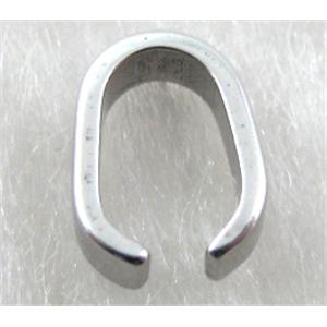Stainless Steel Hinge Pinch Bail, platinum plated, 6x8mm