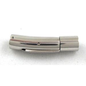 Stainless Steel clasp for bracelet, platinum plated, 5.5x30mm, 4mm hole