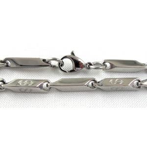 Stainless Steel Necklace chain, platinum plated, 3x3x15mm, approx 23 inch(58.5cm) length