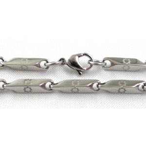 platinum plated Stainless Steel Necklace, 3x3x15mm, approx 23 inch(58.5cm) length