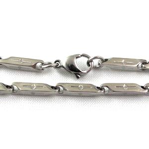 Stainless steel Necklace, platinum plated, 3x3x15mm, approx 23 inch(58.5cm) length