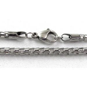 Stainless steel Necklace, platinum plated, 3mm dia, approx 19.5 inch(50cm) length
