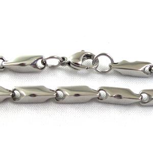 Stainless steel Necklace, platinum plated, 4x4x15mm, approx 21.5 inch(55cm) length