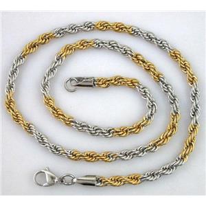 Stainless steel Necklace chain, platinum and golden plated, 5mm dia, approx 21.5 inch(55cm) length
