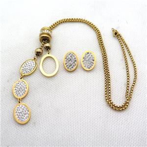 stainless steel necklace and earring, gold plated, approx 2.5mm, 13-18mm, 18-25mm, 13-18mm