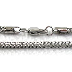 platinum plated Stainless Steel Necklace, 3x3mm, approx 19.5 inch(50cm) length