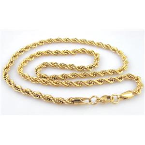 Stainless steel Necklace, gold, 5mm dia, approx 21.5 inch(55cm) length