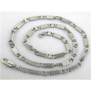 Stainless steel Necklace, platinum plated, 5x14mm, 5x10mm, approx 21.5 inch (55cm) length