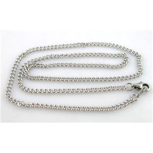 Stainless steel Necklace, platinum plated, 3mm wide, approx 17.8 inch (46cm) length