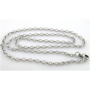 Stainless Steel Necklace, platinum plated, 2.5x4mm, app19.5 inch(50cm) length