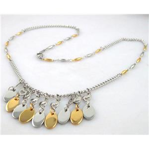 Stainless steel Necklace, 7.5x12mm,3mm chain, 51cm length