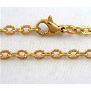 golden plated Stainless Steel Chain Necklace, approx 2.2mm wide, 45cm length