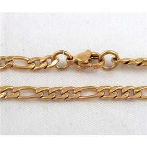 golden plated Stainless Steel Necklace Chain, approx 4mm wide, 45cm length