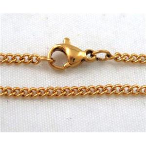 golden plated Stainless Steel Necklace Chain, approx 2mm wide, 45cm length
