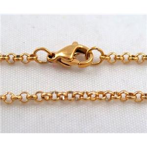 golden plated Stainless Steel Necklace Chain, approx 2.2mm dia, 45cm length