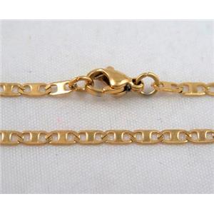 golden plated Stainless Steel Necklace Chain, approx 2.5mm wide, 45cm length