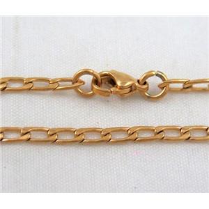 golden plated Stainless Steel Necklace Chain, approx 3mm wide, 45cm length