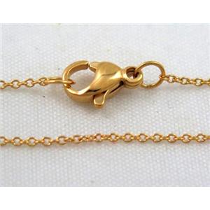 golden plated Stainless Steel Necklace Chain, approx 1mm dia, 45cm length