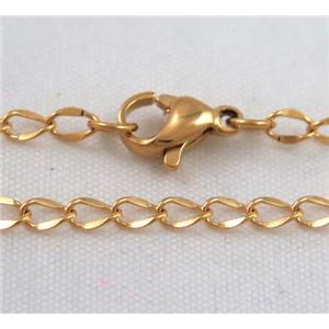 golden plated Stainless Steel Necklace Chain, spp 2.7mm wide, 45cm length