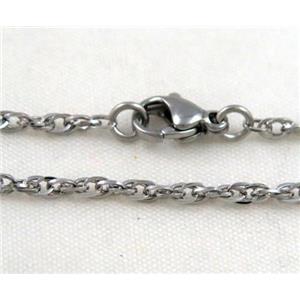 platinum plated Stainless Steel Necklace Chain, approx 2.2mm dia, 45cm length