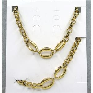 stainless steel necklace and bracelet, gold plated, approx 10-25mm, 42cm length, 20cm length