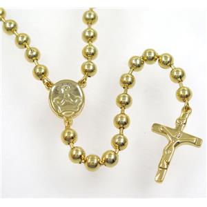 stainless steel necklace with cross, gold plated, approx 6mm, 20-30mm, 60cm length