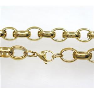 Stainless Steel Necklace Chain Gold Plated, approx 10.5x13.5mm, 56cm length