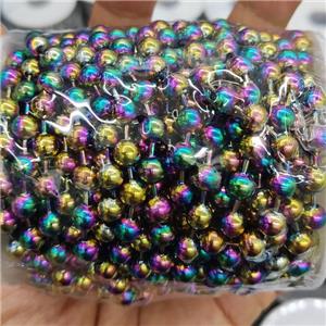 Stainless Steel ball Chain, rainbow plated, approx 6mm dia