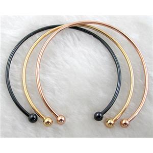 Stainless Steel Bangle, 55mm dia, round bead:5mm dia