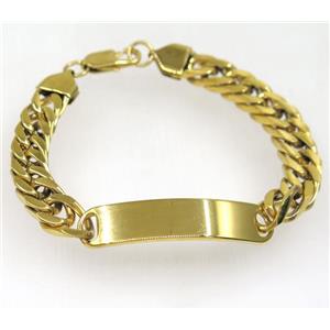 Stainless Steel Bracelet, gold plated, approx 10x17mm, 20cm length