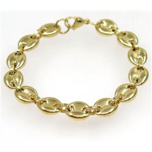 Stainless Steel Bracelet, gold plated, approx 11x14mm, 20cm length