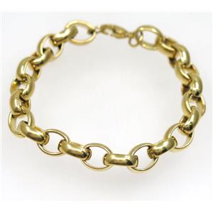 Stainless Steel Bracelet, gold plated, approx 10x13mm, 20cm length