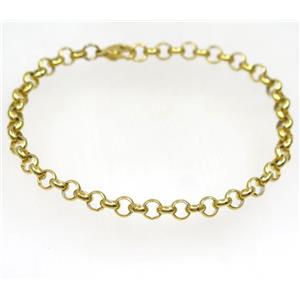 Stainless Steel Bracelet, gold plated, approx 6mm, 21cm length