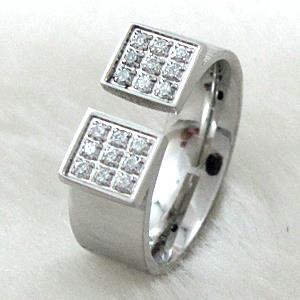 Stainless steel Ring, paved rhinestone, inside:18.5mm dia