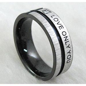 Stainless steel Ring, black, inside: 22mm dia