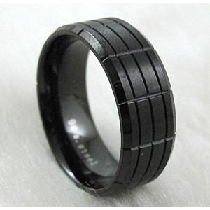Stainless steel Ring, black, inside: 17.5mm dia