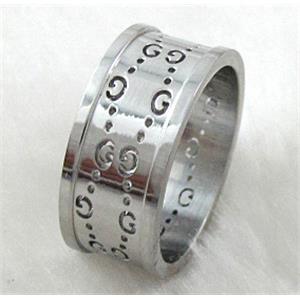 Stainless steel ring, platinum plated, inside: 22mm dia