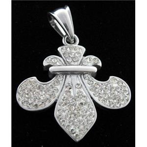 Stainless Steel Pendant with fimo clay pave mid-east rhinestone, 30x30mm