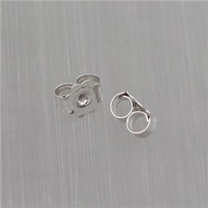 Sterling Silver Earrings Back, platinum plated, approx 4mm