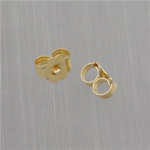 Sterling Silver Earrings Back Nut Gold Plated, approx 4mm