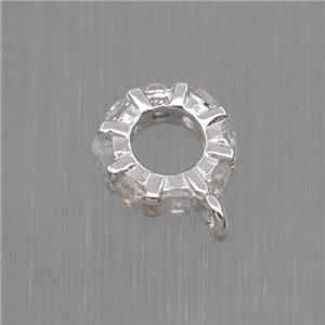 Sterling Silver hanger pave zircon, platinum plated, approx 6.5mm dia