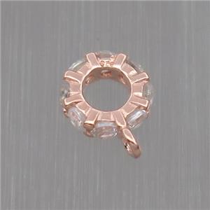 Sterling Silver hanger pave zircon, rose gold, approx 6.5mm dia