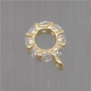 Sterling Silver hanger pave zircon, gold plated, approx 6.5mm dia