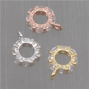 Sterling Silver hanger bail pave zircon, mixed color, approx 6.5mm dia