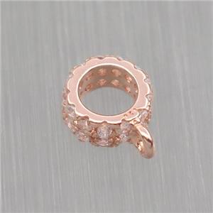 Sterling Silver hanger pave zircon, rose gold, approx 6mm dia