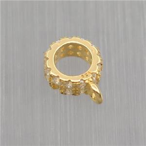 Sterling Silver hanger pave zircon, gold plated, approx 6mm dia